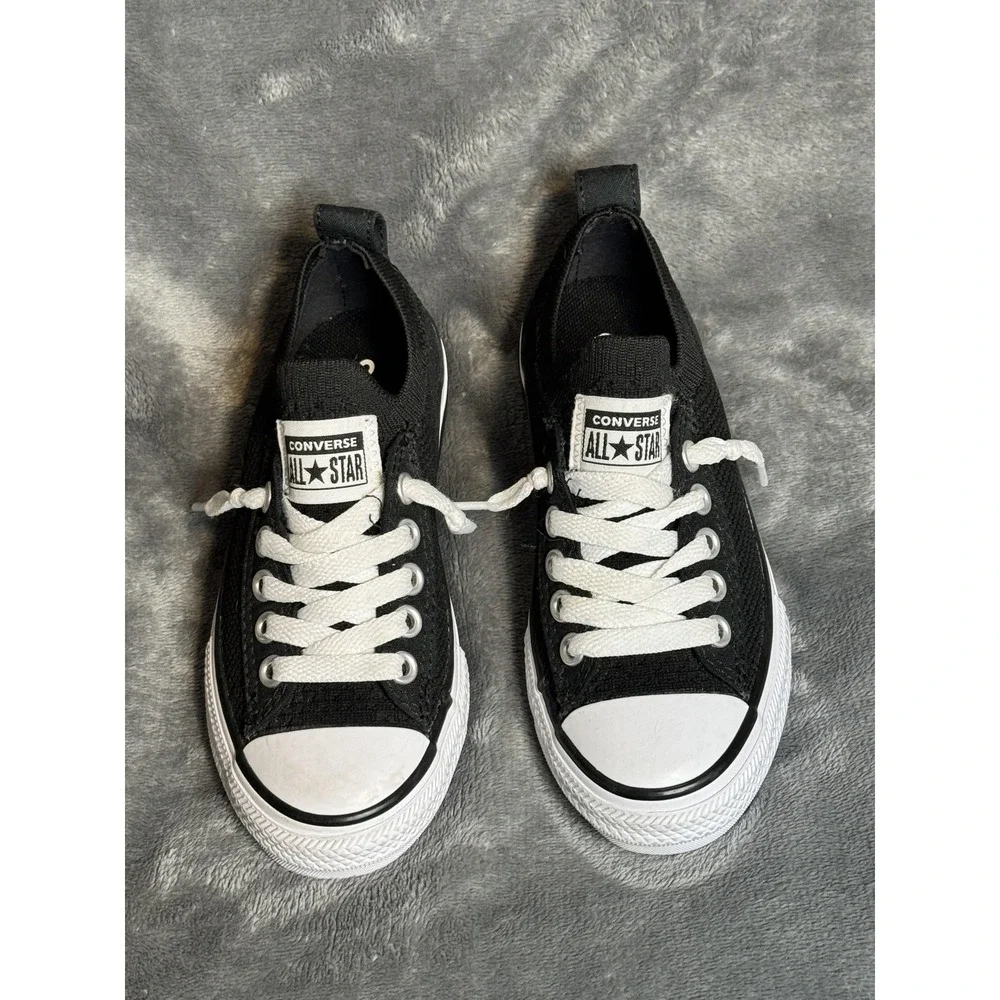 Converse All Star Knit Shoes Kids Size‎ 11 Black Low Top Sneakers 665412F